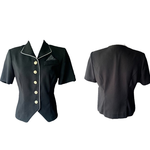 Vintage Jackets & Blazers - Vintage 90s Leslie Fay Retro tuxedo blazer size 8P